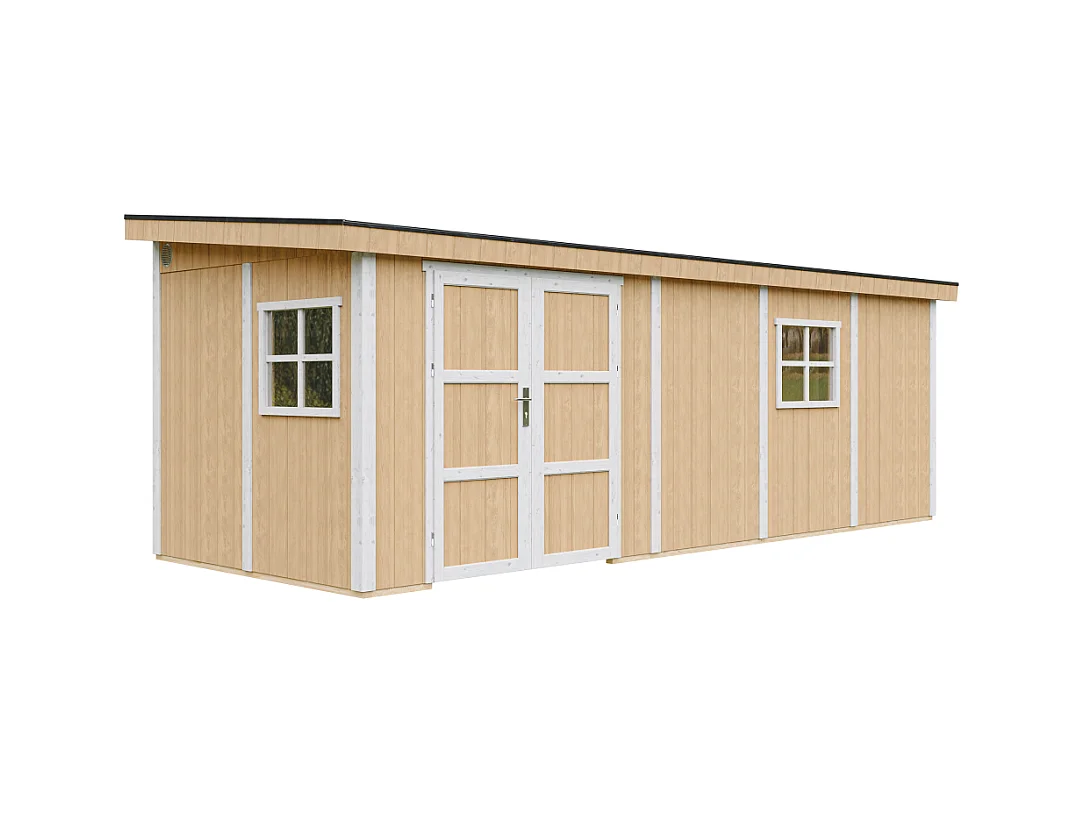 Abri de Jardin Qualité Premium 14,3 m² - H231x248x648 cm - Sans plancher e  paroi latérale - Timbela M941B-HARVEST HONEY