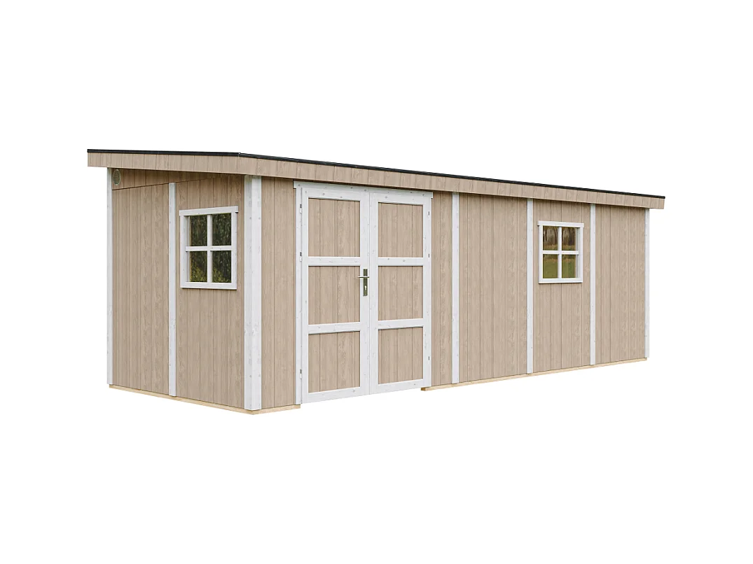 Abri de Jardin Qualité Premium 14,3 m² - H231x248x648 cm - Sans plancher e  paroi latérale - Timbela M941B-TERRA BROWN