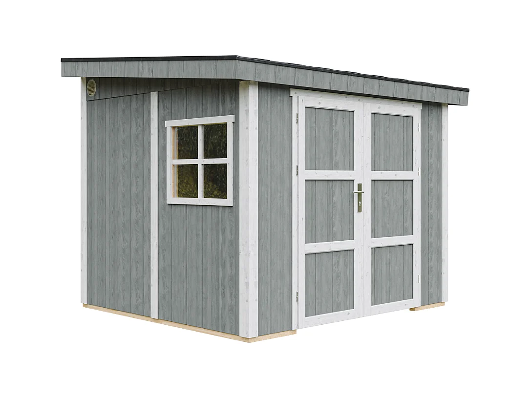 Abri de Jardin Qualité Premium 5,9 m² - H231x248x294 cm - Sans plancher e  paroi latérale - Timbela M938B-CAVERN STEEL