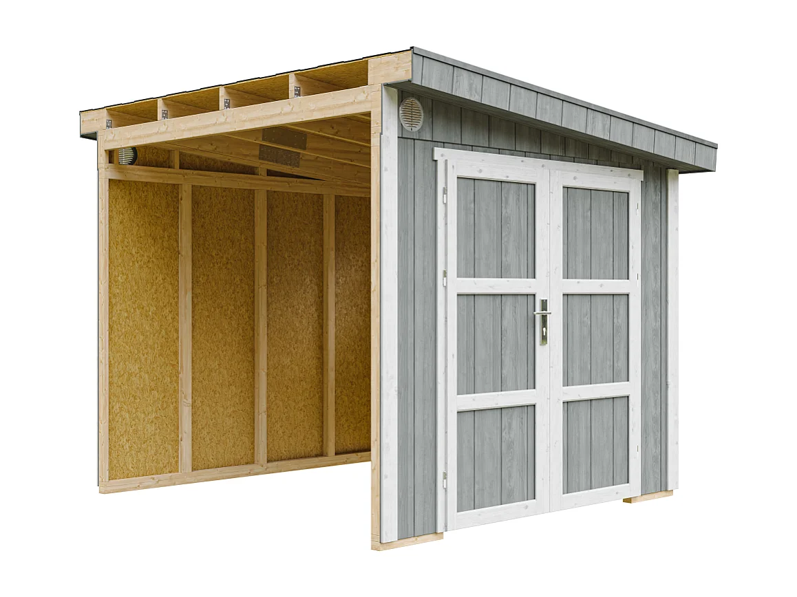 Abri de jardin qualité premium 5,9 m² - H231x248x294 cm - sans plancher e paroi latérale - M938B-CAVERN STEEL