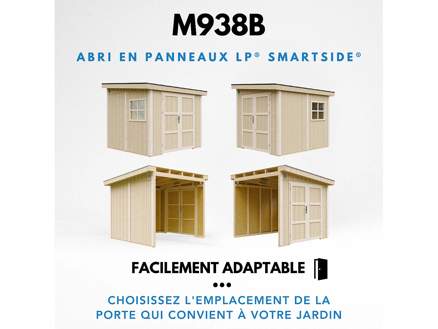 Abri de jardin qualité premium 5,9 m² - H231x248x294 cm - sans plancher e paroi latérale - M938B-CAVERN STEEL