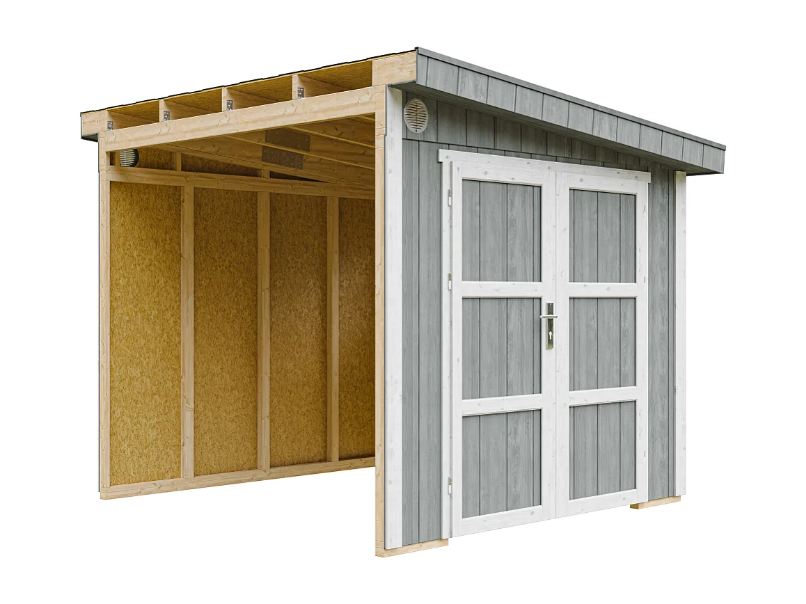 Gartenhaus premium qualität ohne boden und seitenwand - 5.9 m² / H231x248x294 cm - M938B-CAVERN STEEL