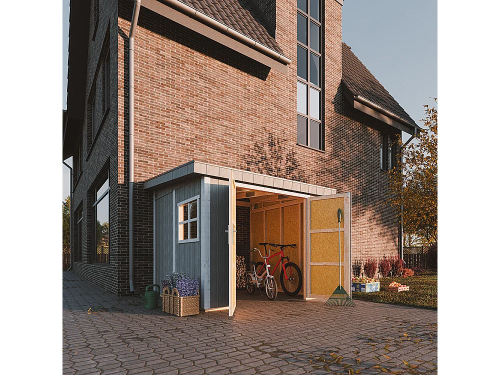 Gartenhaus premium qualität ohne boden und seitenwand - 5.9 m² / H231x248x294 cm - M938B-CAVERN STEEL