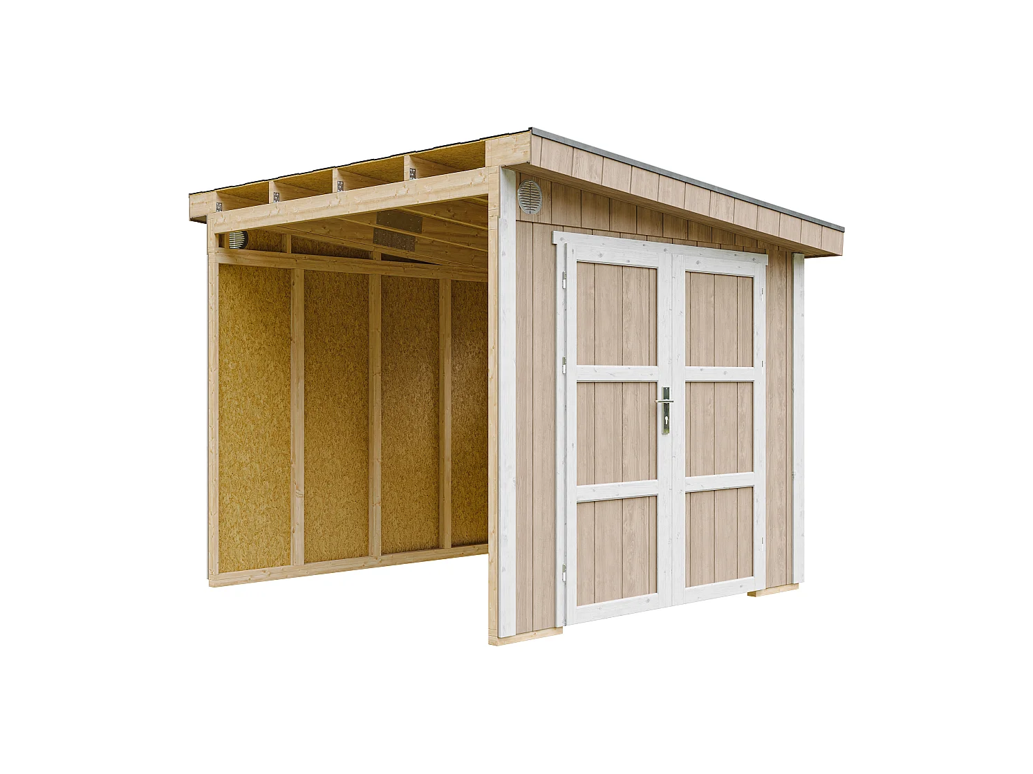 Abri de Jardin Qualité Premium 5,9 m² - H231x248x294 cm - Sans plancher e  paroi latérale - Timbela M938B-TERRA BROWN