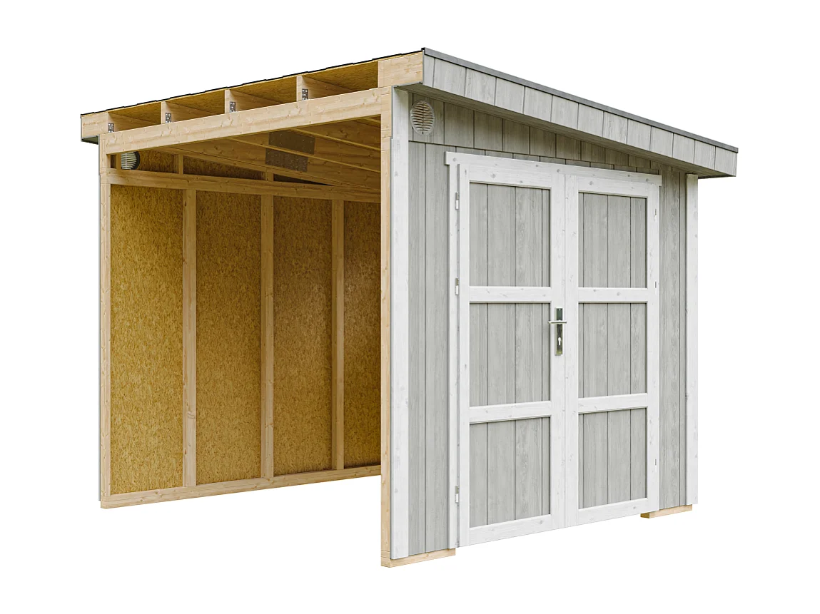 Timbela - Tuinhuis premium kwaliteit 5,9 m² - M938B-TUNDRA GREY - Zonder vloer en zijwand