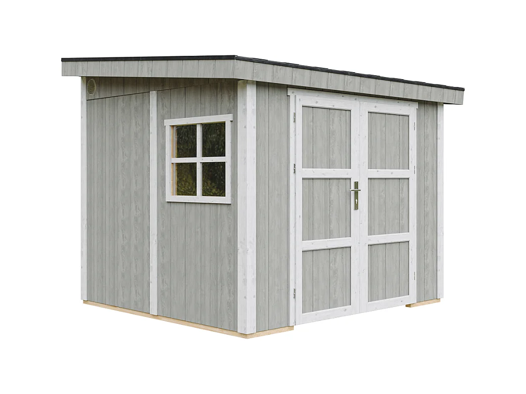 Abri de Jardin Qualité Premium 5,9 m² - H231x248x294 cm - Sans plancher e  paroi latérale - Timbela M938B-TUNDRA GREY