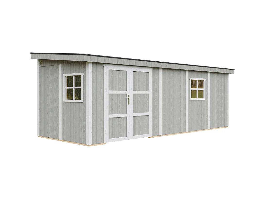 Abri de Jardin Qualité Premium 14,3 m² - H231x248x648 cm - Sans plancher e  paroi latérale - Timbela M941B-TUNDRA GREY