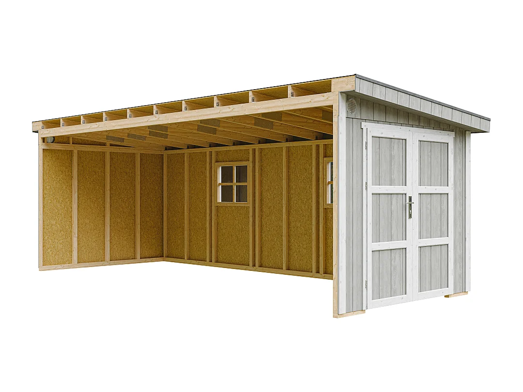 Abri de jardin qualité premium - 14,3 m² H231x248x648 cm - sans plancher e paroi latérale - M941B-TUNDRA GREY