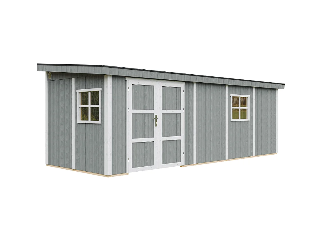 Abri de Jardin Qualité Premium 14,3 m² - H231x248x648 cm - Sans plancher e  paroi latérale - Timbela M941B-CAVERN STEEL