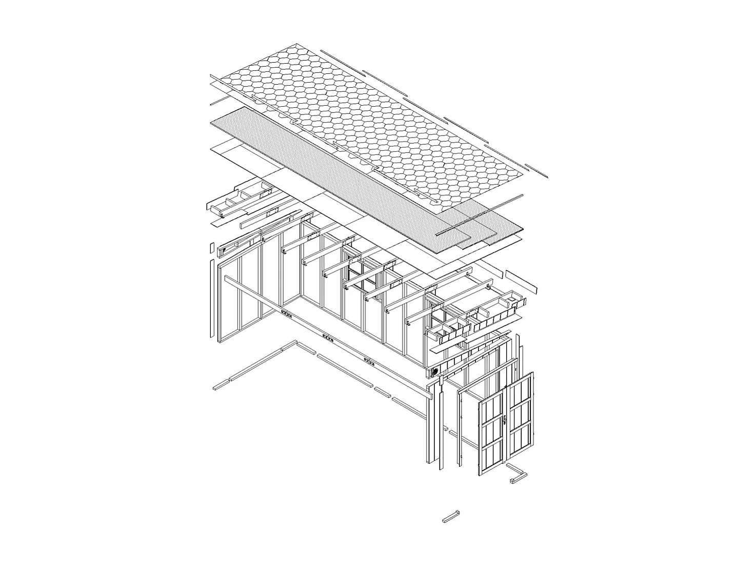 Abri de jardin qualité premium 14,3 m² - H231x248x648 cm - sans plancher e paroi latérale - M941B-CAVERN STEEL