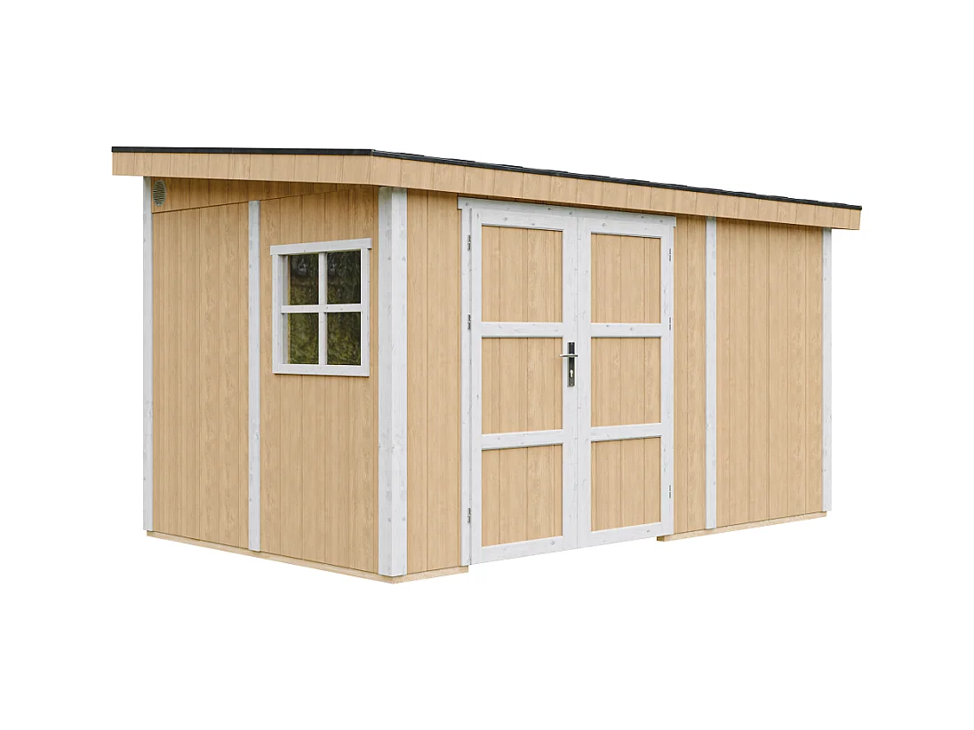 Abri de Jardin Qualité Premium 8,68 m² - H231x248x412 cm - Sans plancher e  paroi latérale - Timbela M939B-HARVEST HONEY