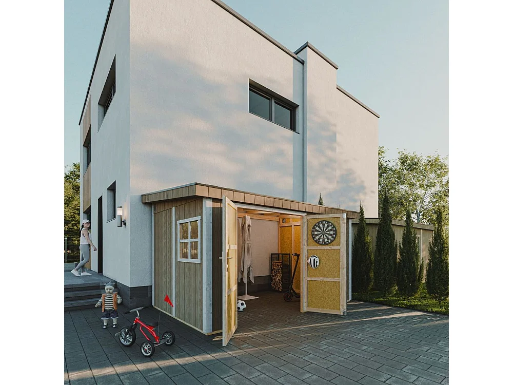 Abri de jardin qualité premium - 8,68 m² - H231x248x412 cm - sans plancher e paroi latérale - M939B-HARVEST HONEY