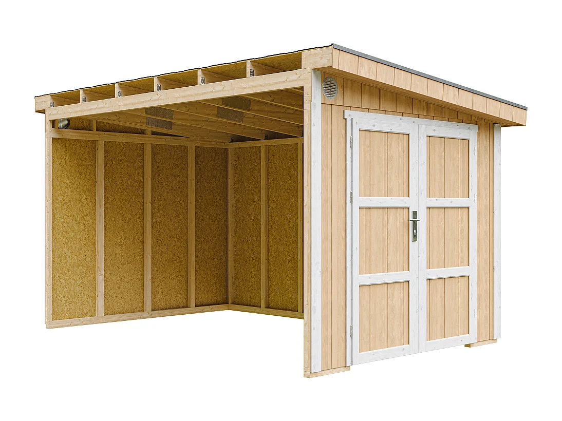 Domek ogrodowy najwyższej jakości - 8,68 m² - H231x248x412 cm - bez podłogi i ściany bocznej - M939B-HARVEST HONEY