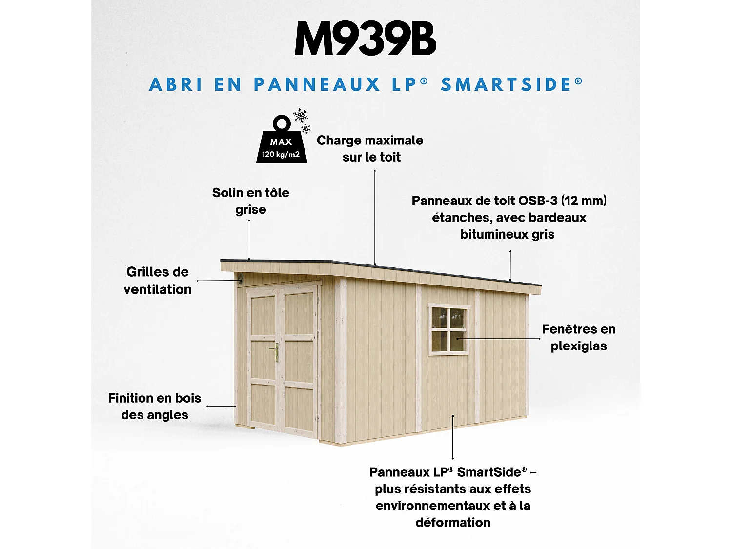 Gartenhaus premium qualität ohne boden und seitenwand - 8.68 m² / H231x248x412 cm - M939B-HARVEST HONEY