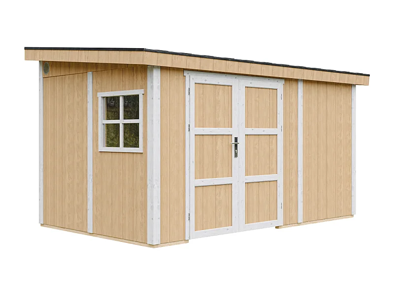 Abri de Jardin Qualité Premium 8,68 m² - H231x248x412 cm - Sans plancher e  paroi latérale - Timbela M939B-HARVEST HONEY