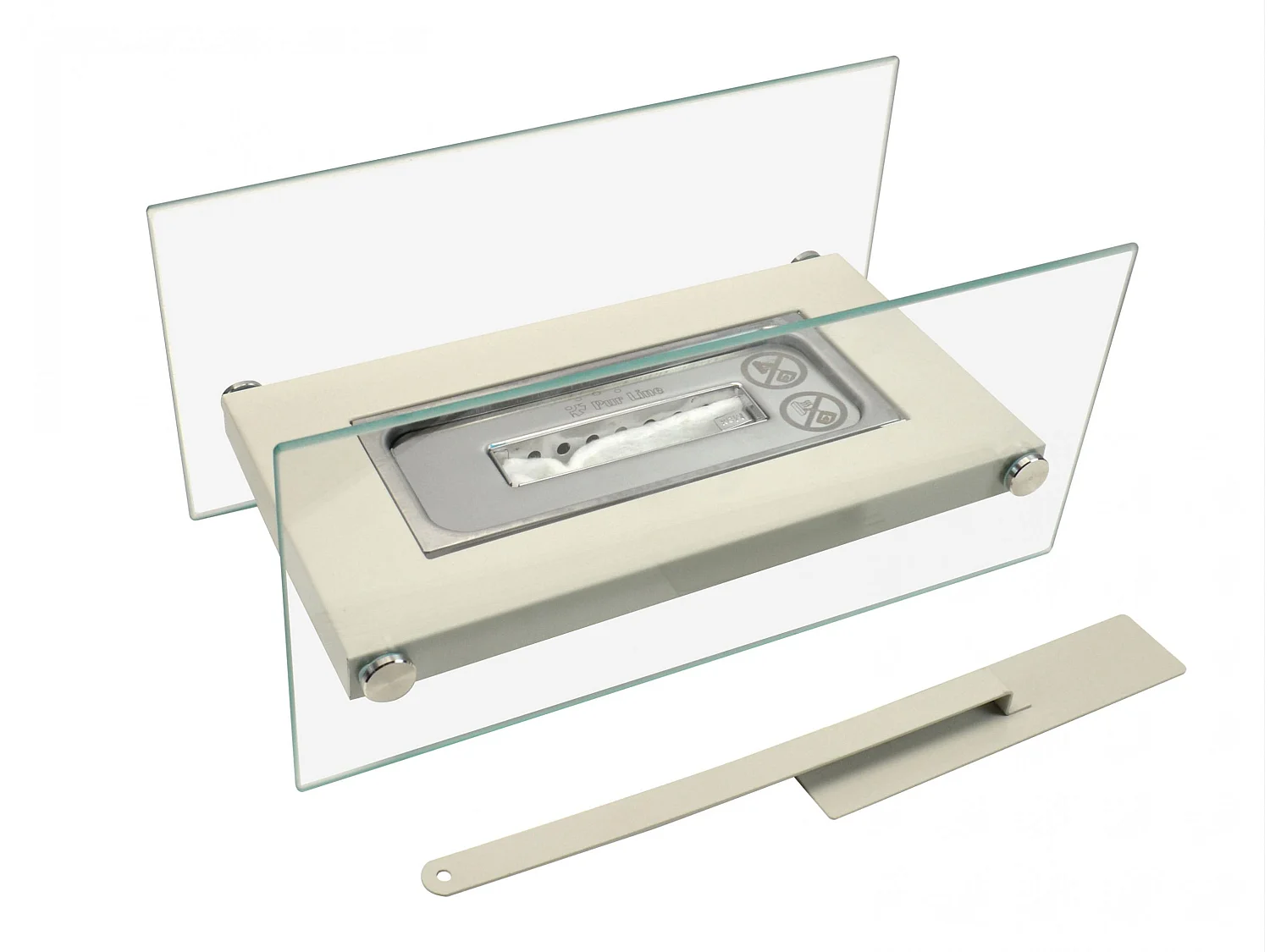 Tafelmodel ethanolhaard met twee geharde glazen kappen