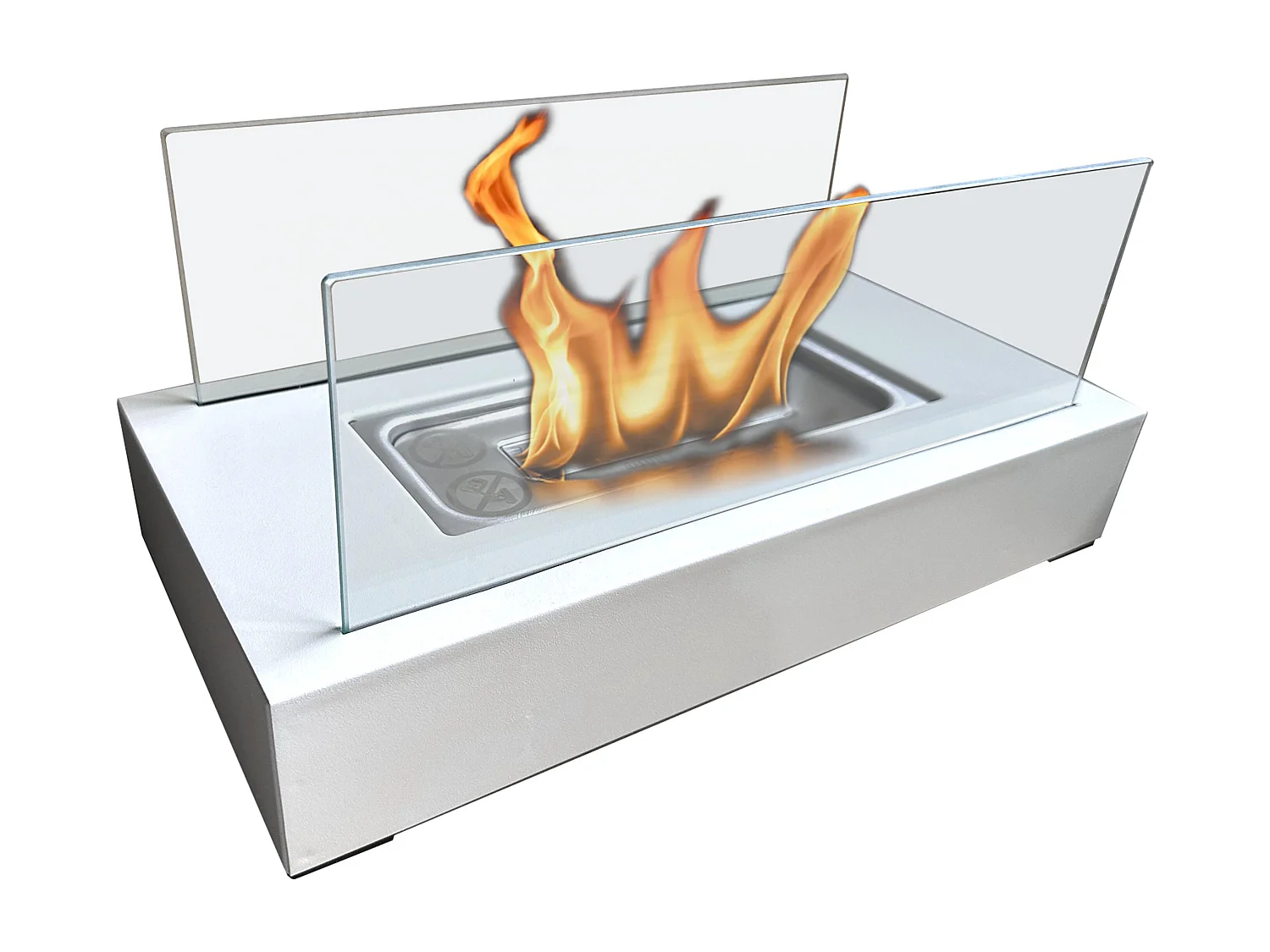 Tafelmodel ethanolhaard met twee geharde glazen kappen