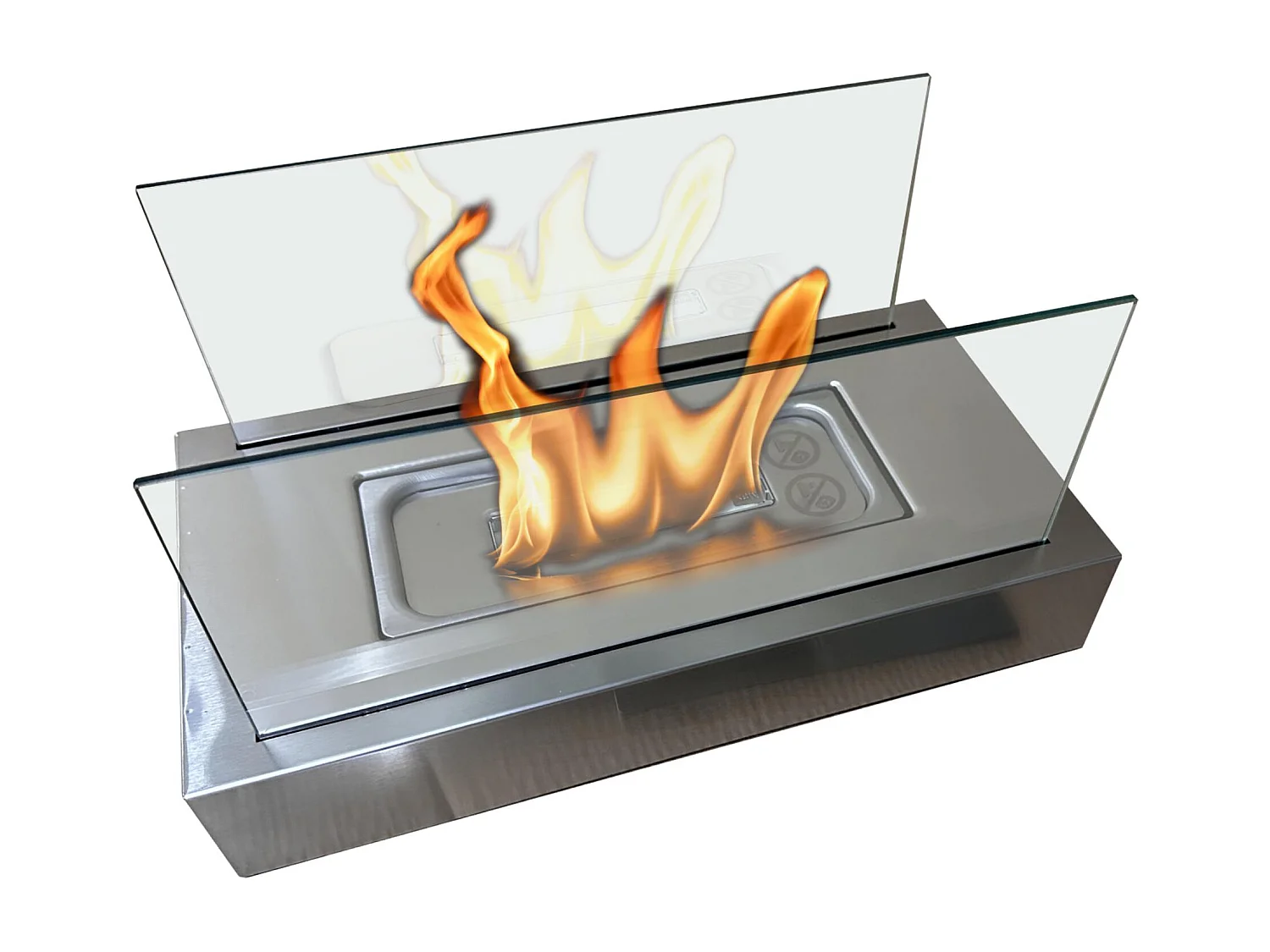 Chimenea de etanol de sobremesa con dos pantallas de cristal templado