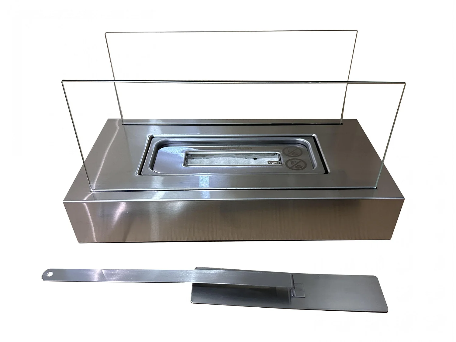 Cheminée à l'éthanol de table avec deux abat-jours en verre trempé