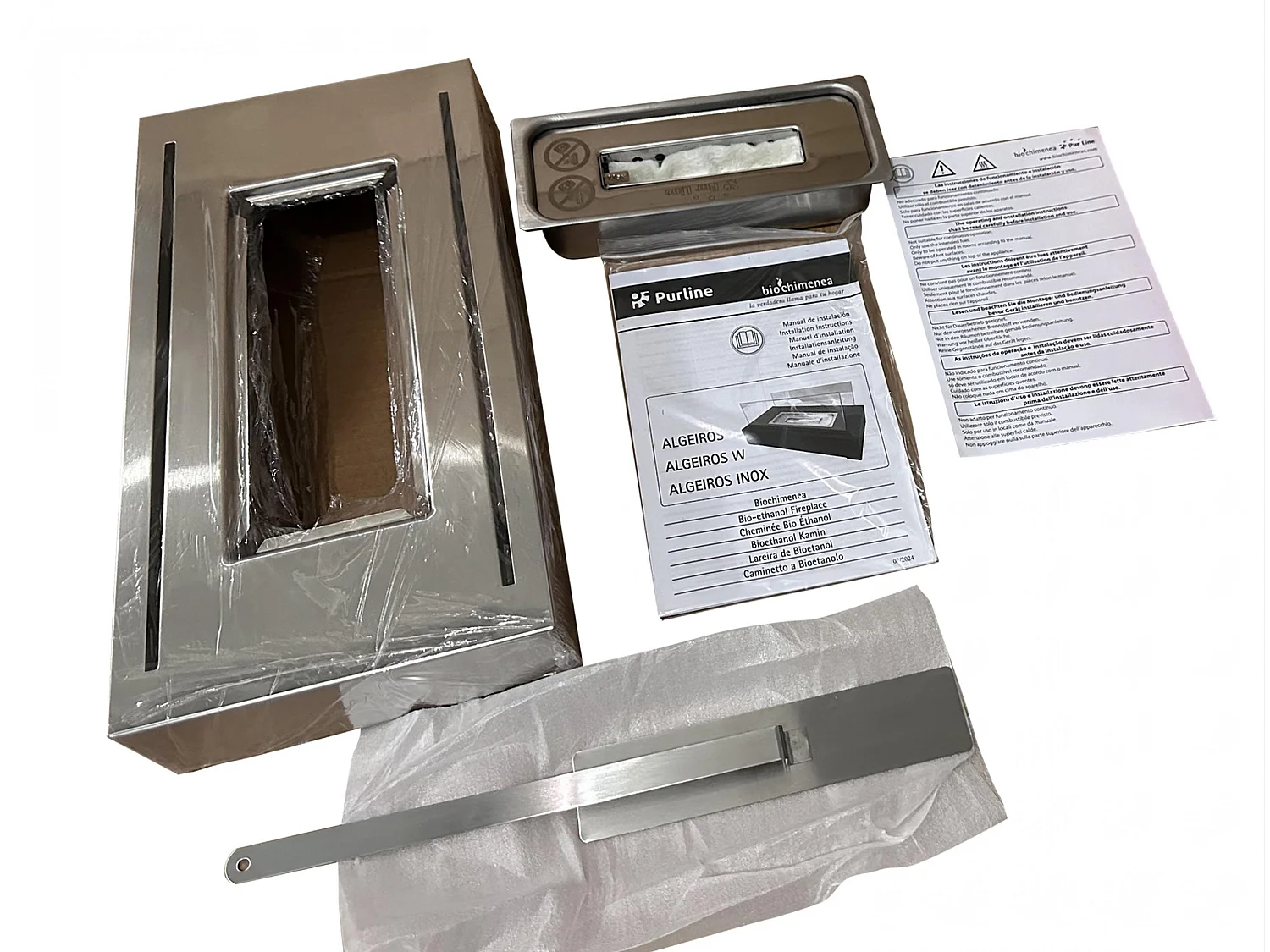 Cheminée à l'éthanol de table avec deux abat-jours en verre trempé