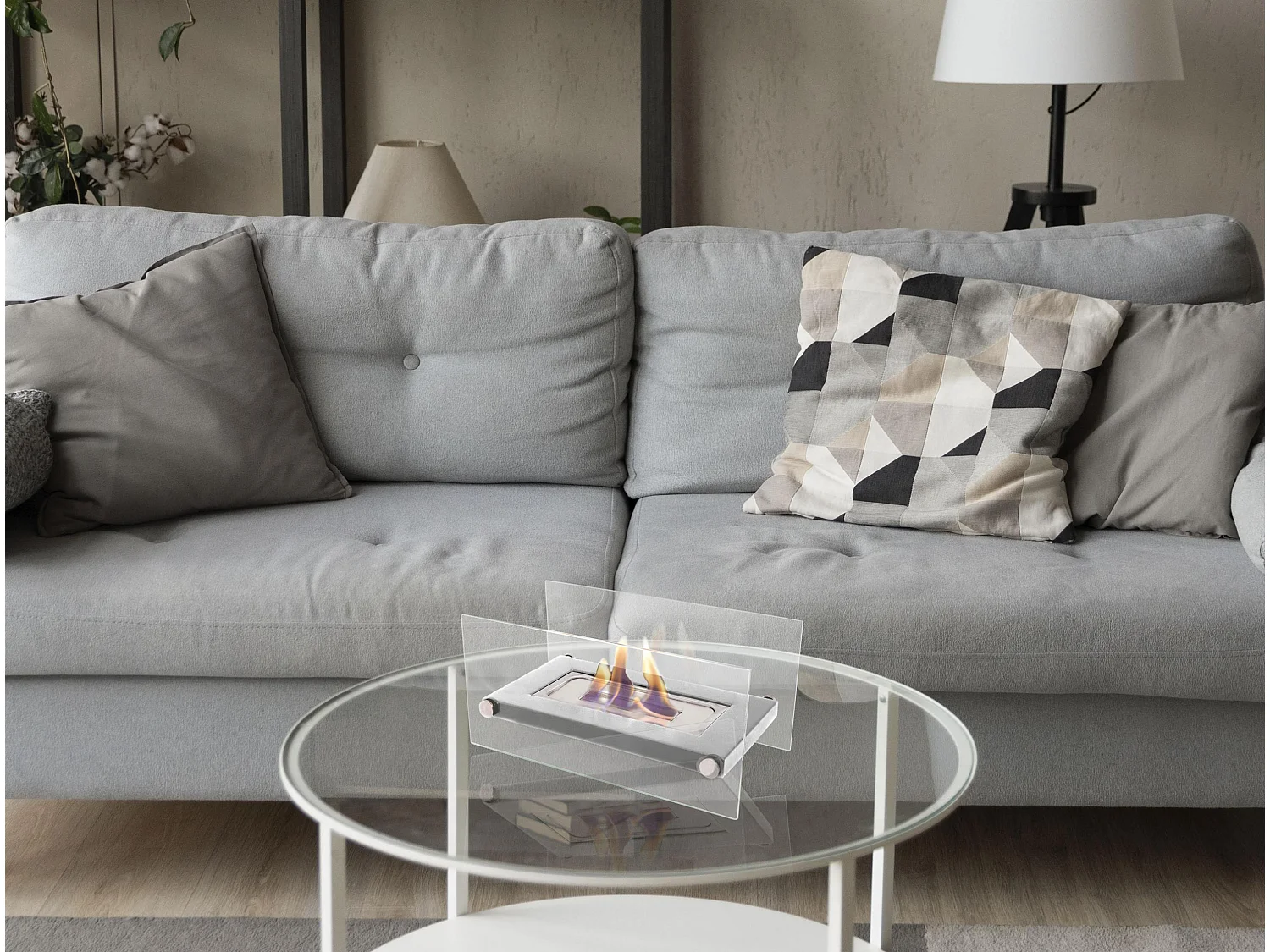 Tafelmodel ethanolhaard in roestvrij staal