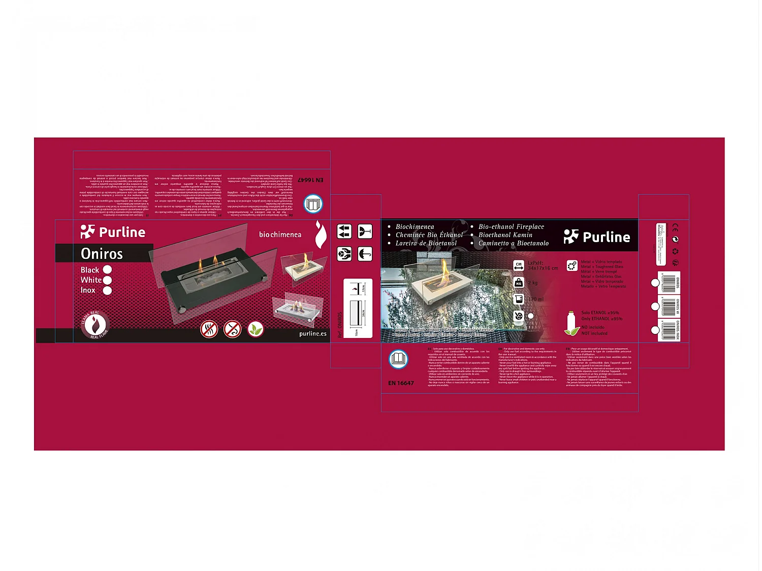 Tafelmodel ethanolhaard in roestvrij staal