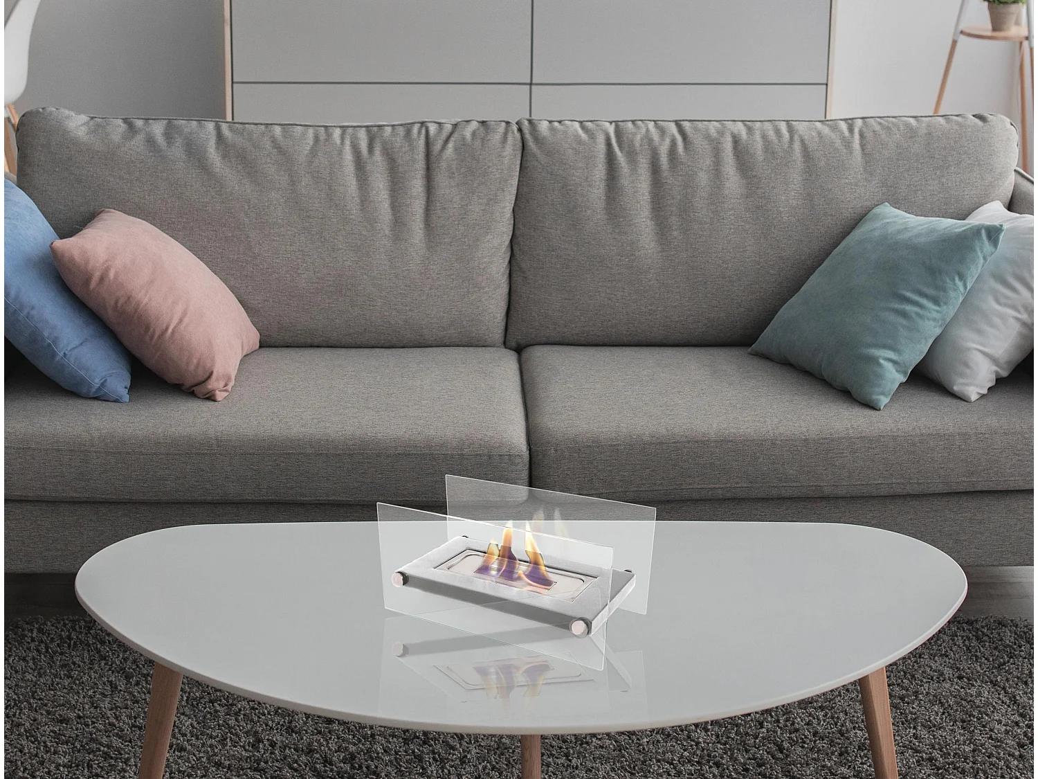 Cheminée éthanol de table en acier inoxydable