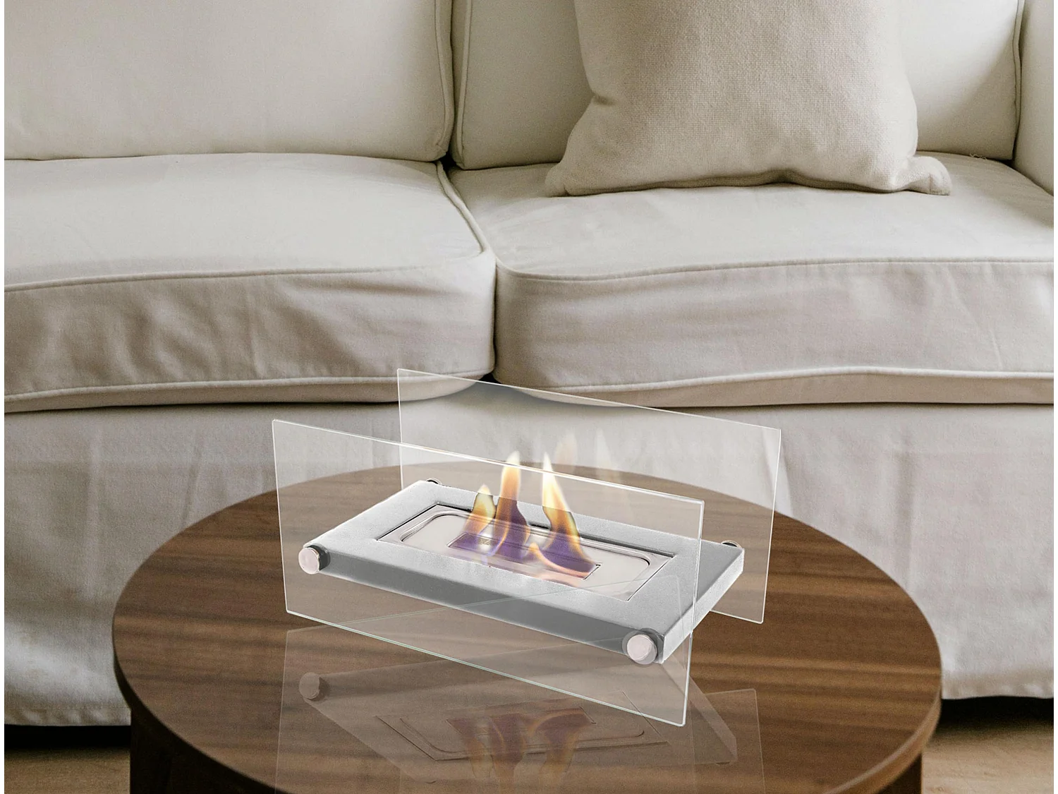 Cheminée éthanol de table en acier inoxydable