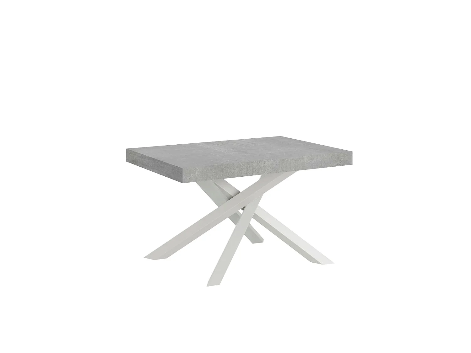 Ausziehbarer Tisch 90x120/380 cm Volantis Zementweißes Gestell
