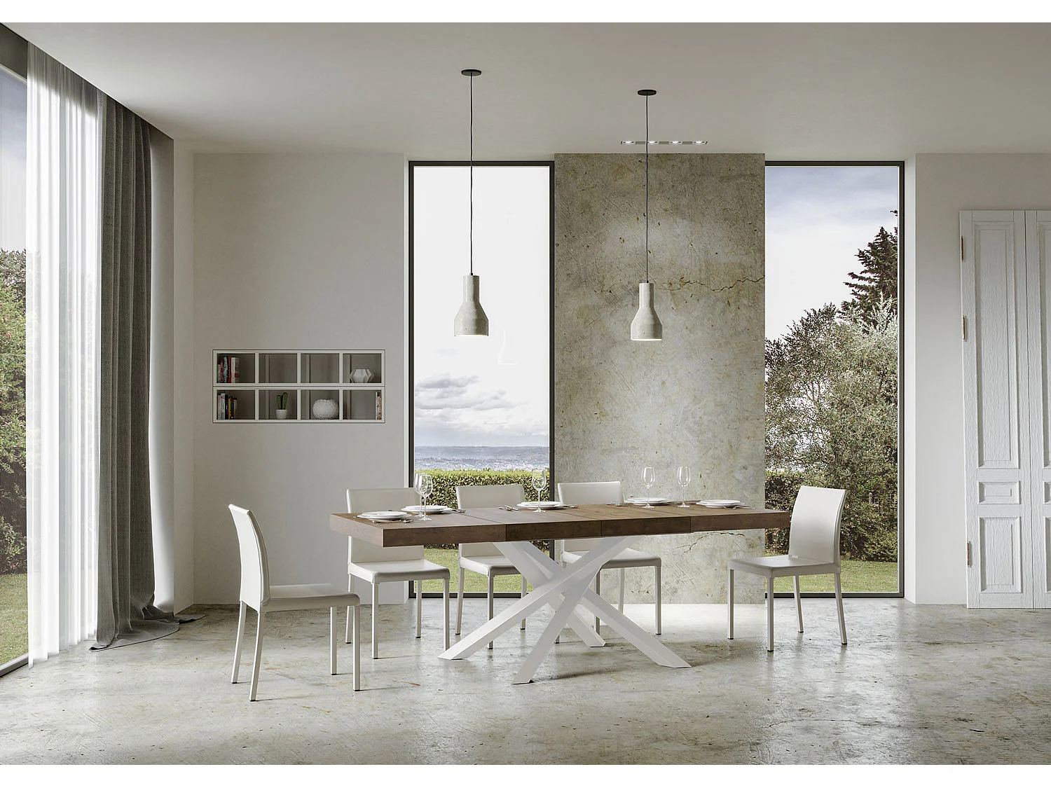 Table extensible 90x120/380 cm Volantis Premium noyer structure blanc