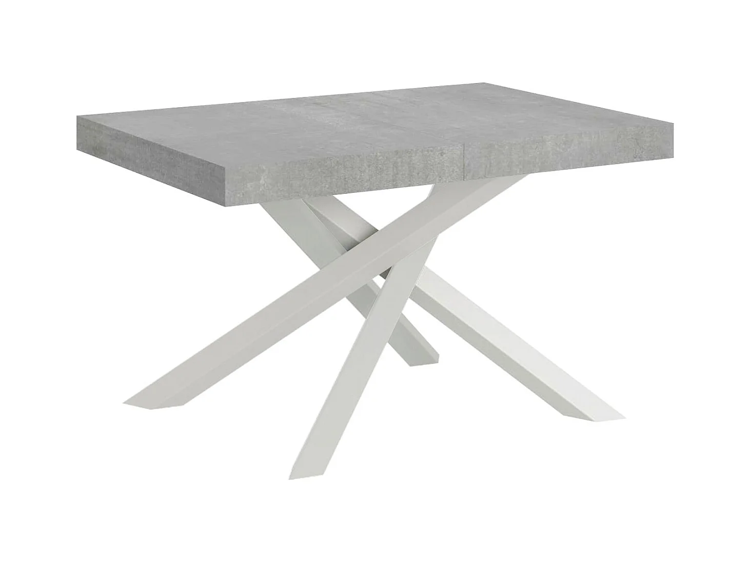 Ausziehbarer Tisch 90x120/380 cm Volantis Premium-Zementweißrahmen