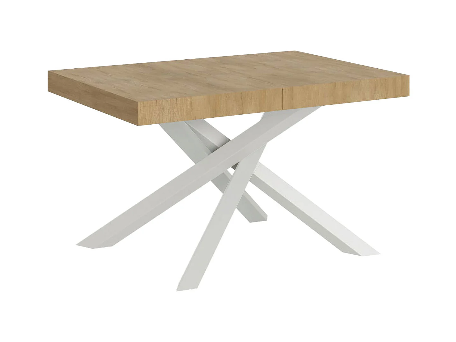 Mesa extensível 90x120/380 cm Volantis moldura branca carvalho natural