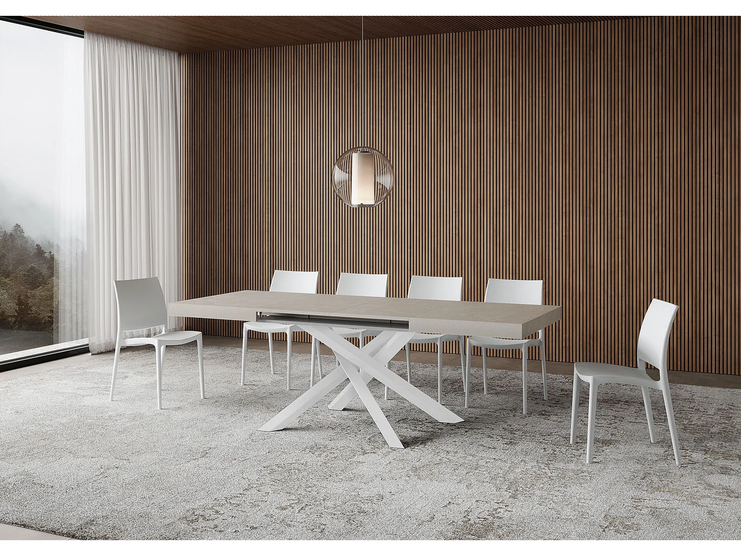 Volantis kashmir udtræksbord 90x120/380 cm med hvid ramme