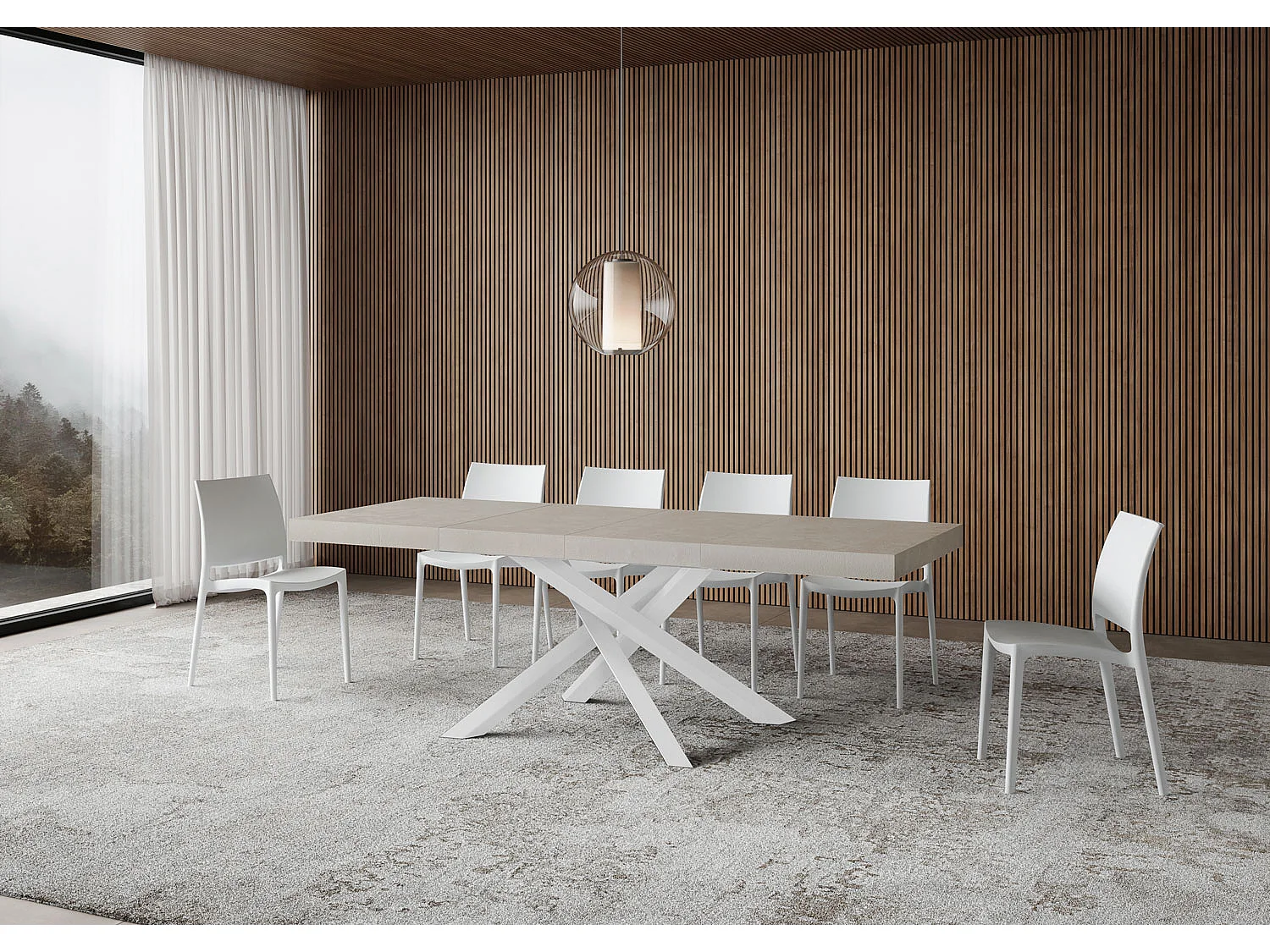 Stół rozkładany Volantis Premium Cashmere 90x120/380 cm, biała rama