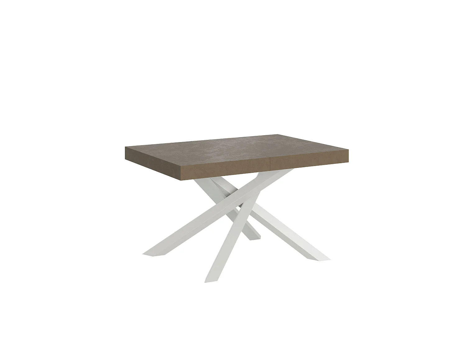 Ausziehbarer Tisch 90x120/380 cm Volantis taubengrau weißes Gestell
