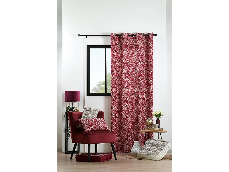 Vorhang mit Ösen im Blumenmuster 140 x 260 cm