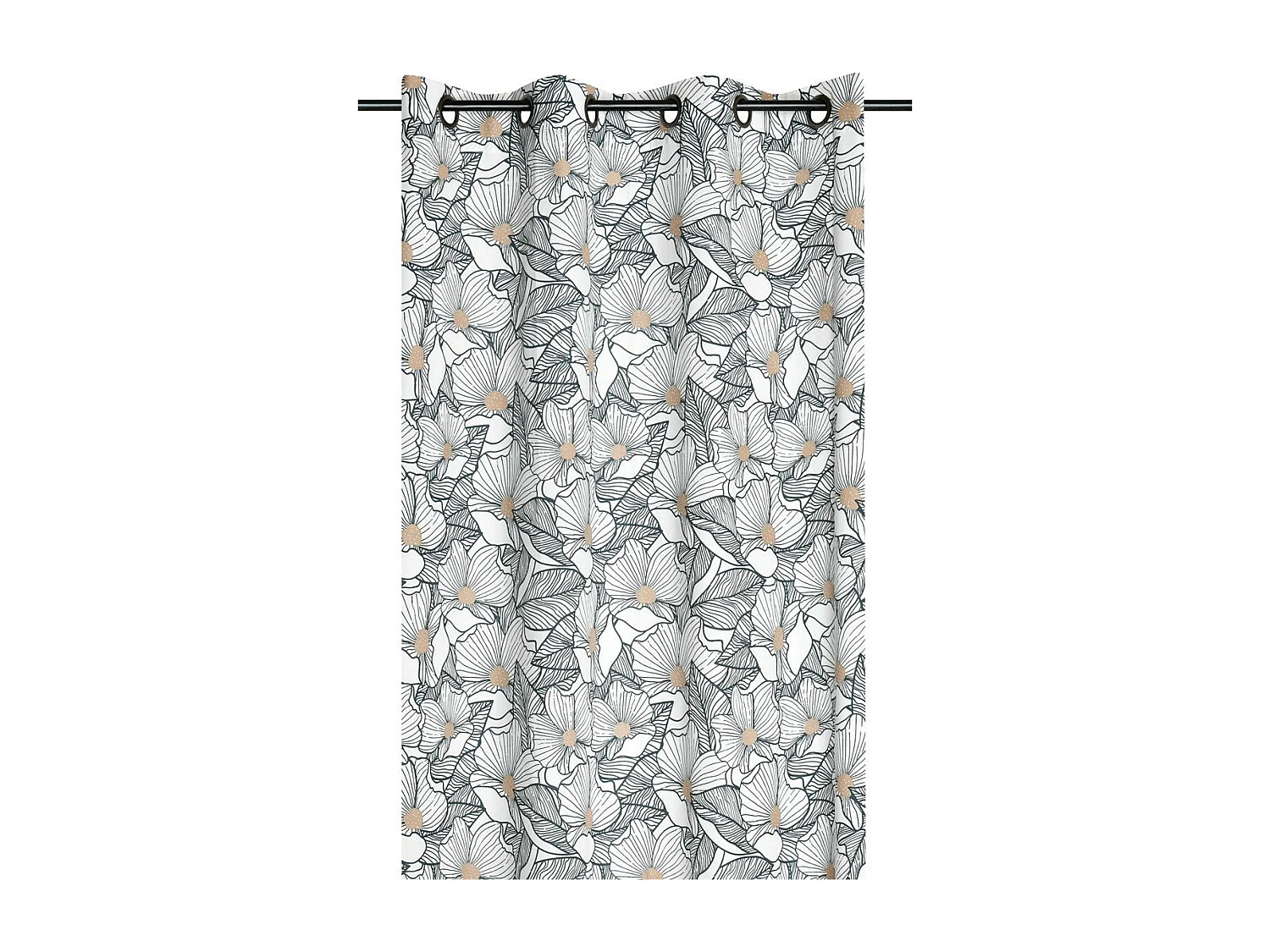 Cortina con ojales diseño de flores estilizadas 140 x 260 cm