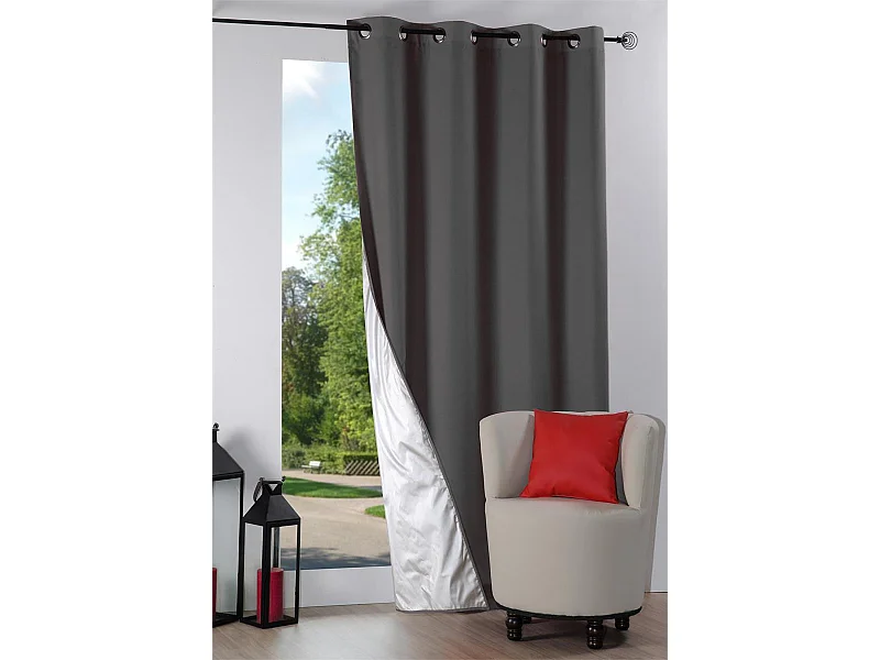 Cortina aislante con ojetes forrada