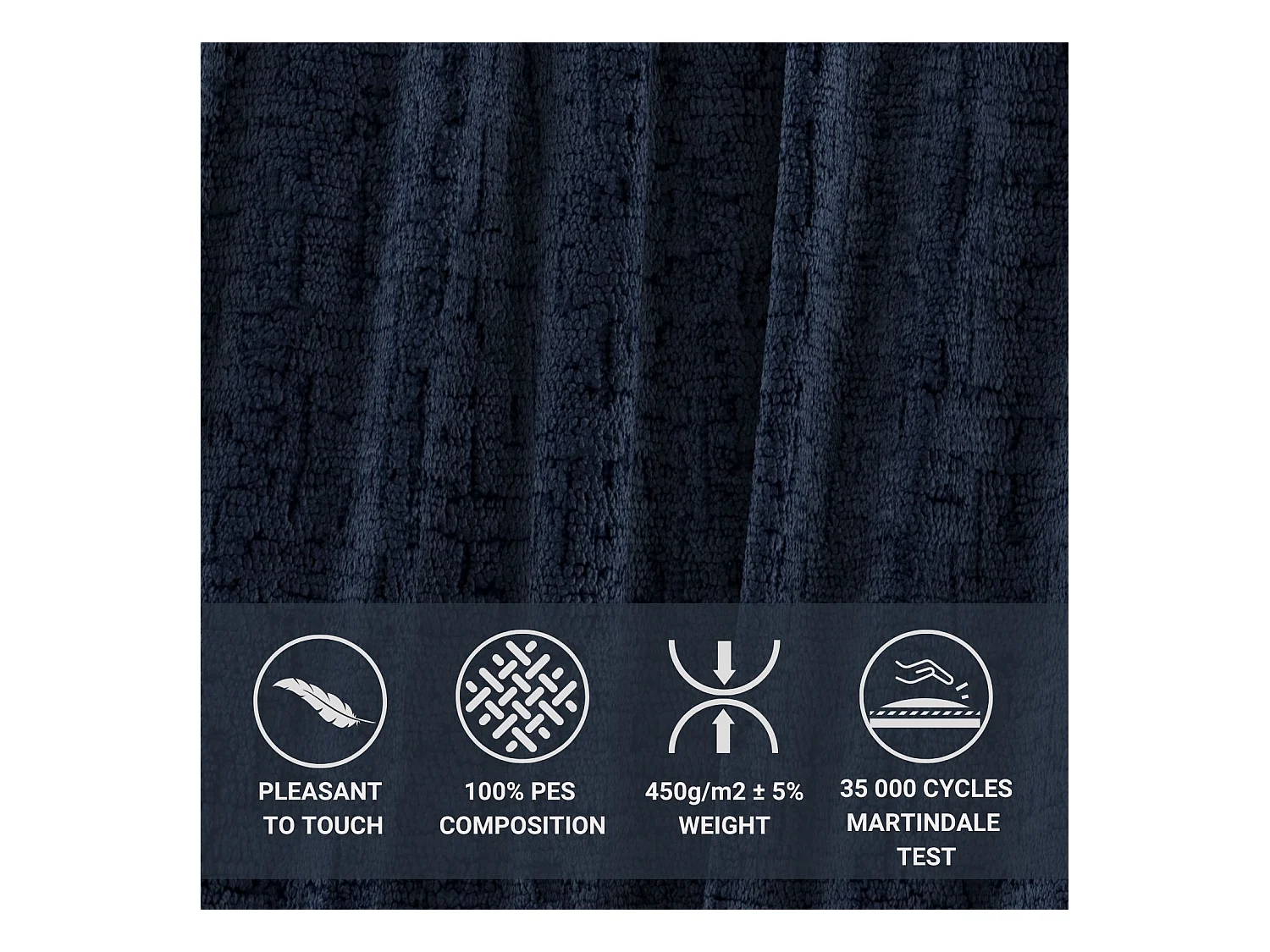 Polsterbett Lounge - 140 x 200 cm - Chenille-Stoff - marineblau