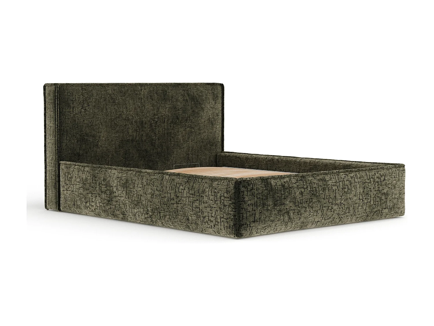 Polsterbett Lounge - 140 x 200 cm - Chenille-Stoff - olivenfarbe