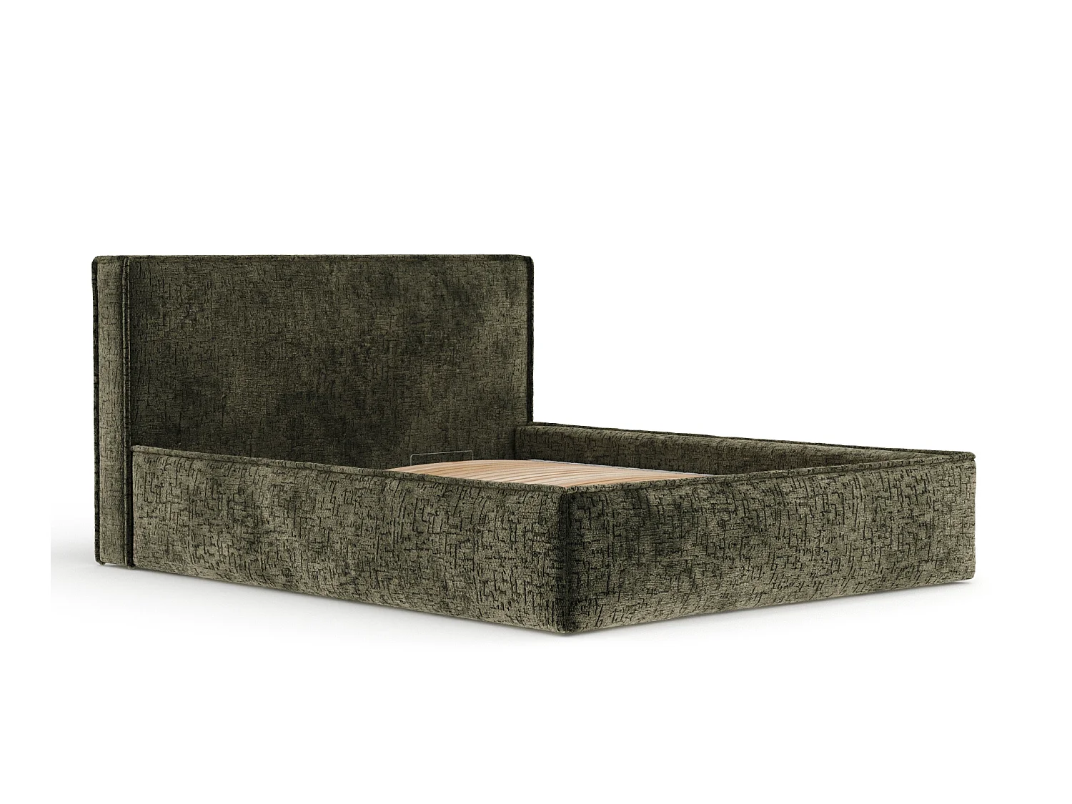 Gestoffeerd bed met hoofdbord - 140x200 cm - olijfgroen - LOUNGE
