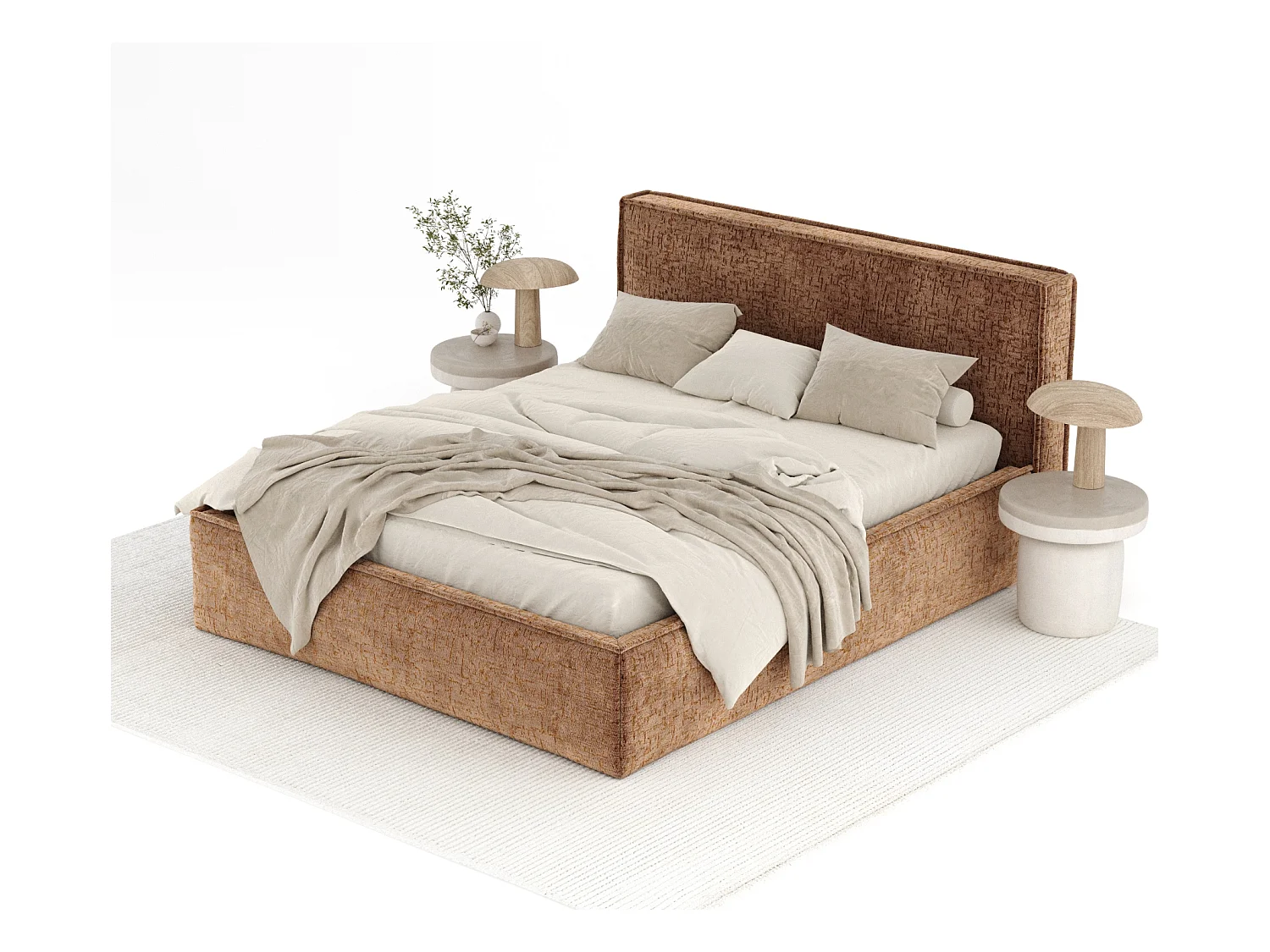 Polsterbett Lounge - 180 x 200 cm - Chenille-Stoff - kupferfarbe