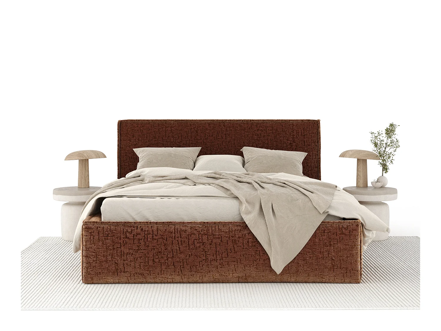 Gestoffeerd bed met hoofdbord - 180x200 cm - koper - LOUNGE