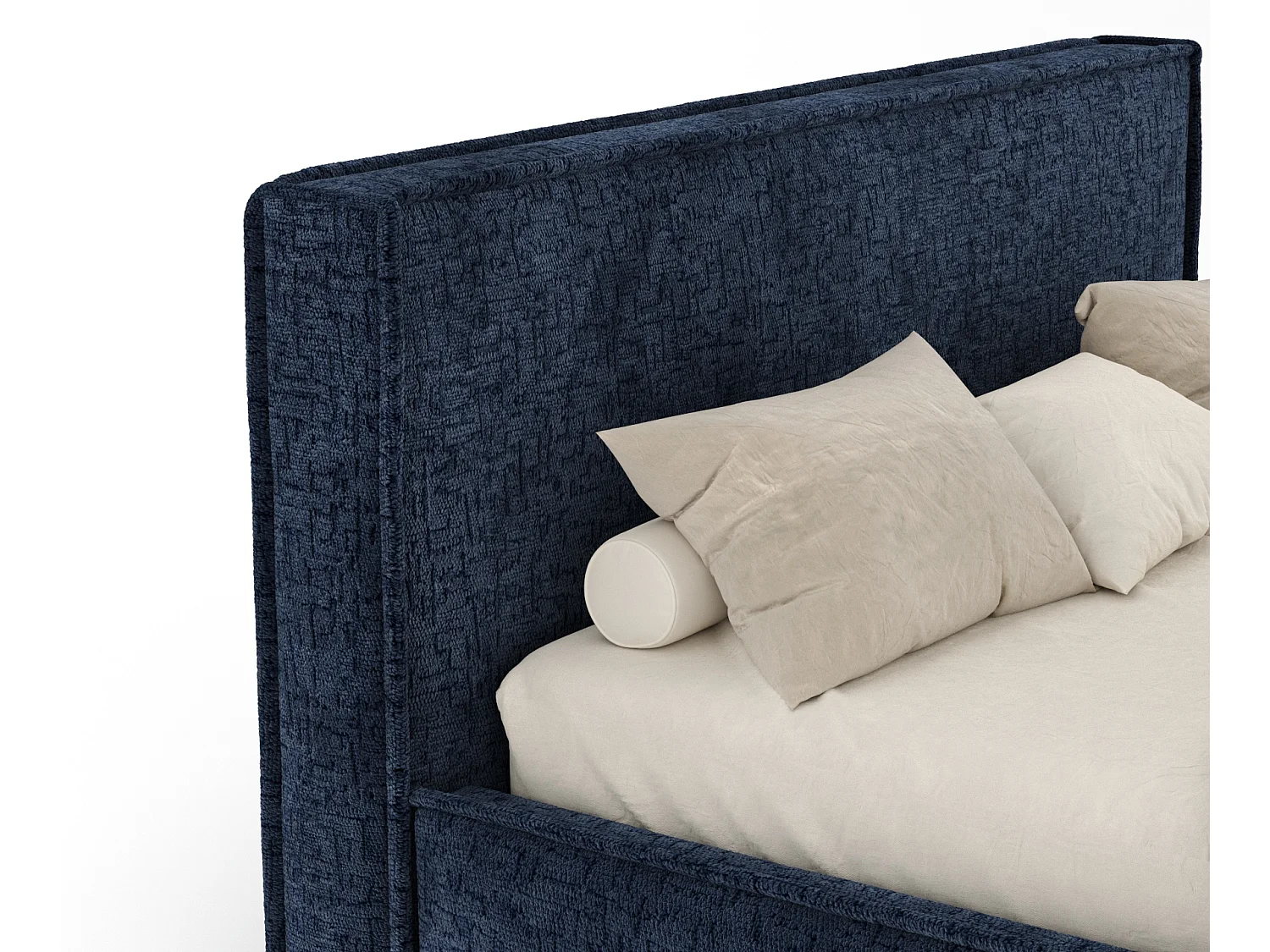 Gestoffeerd bed met hoofdbord - 120x200 cm - marineblauw - LOUNGE