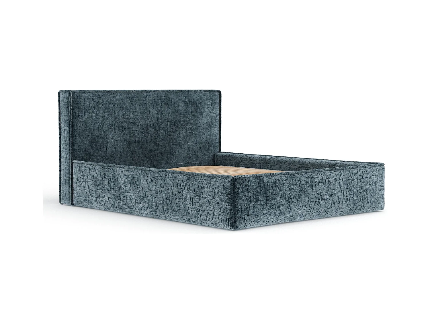 Polsterbett Lounge - 160 x 200 cm - Chenille-Stoff - blau