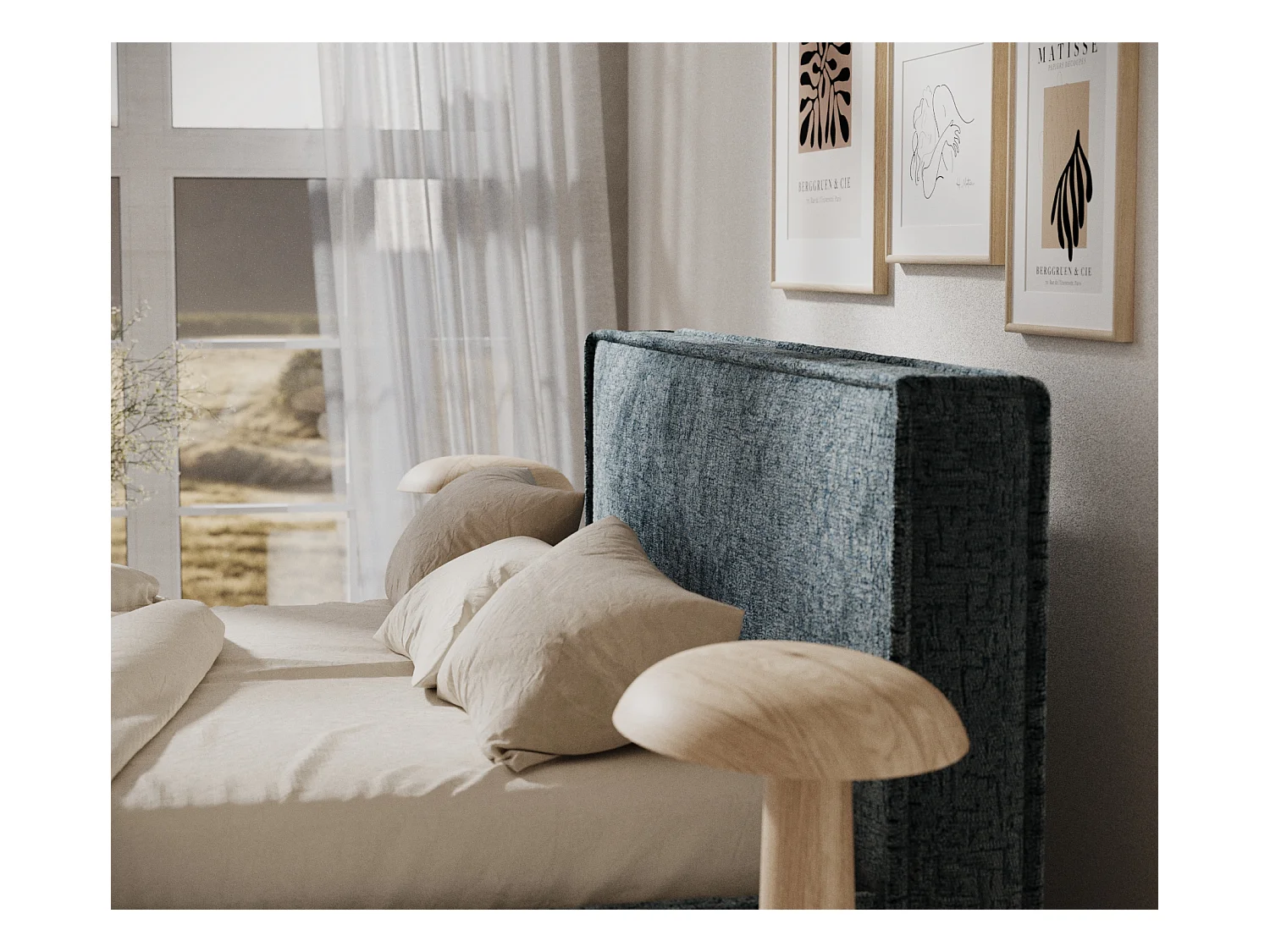 Polsterbett Lounge - 160 x 200 cm - Chenille-Stoff - blau