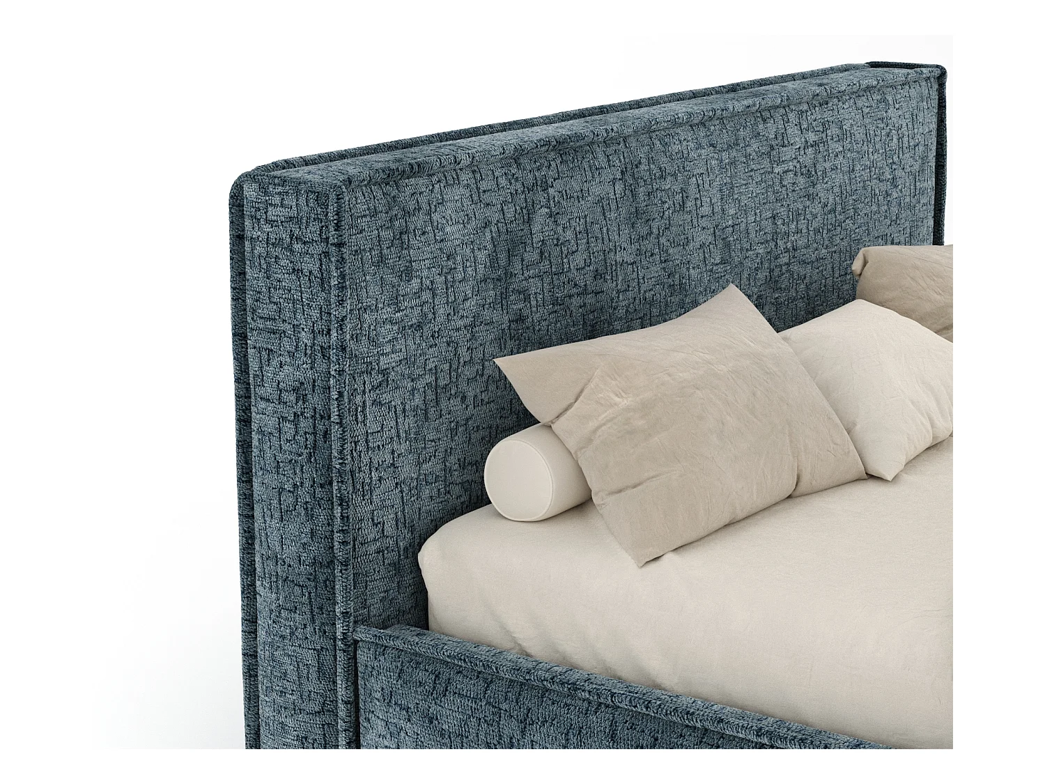 Polsterbett Lounge - 160 x 200 cm - Chenille-Stoff - blau