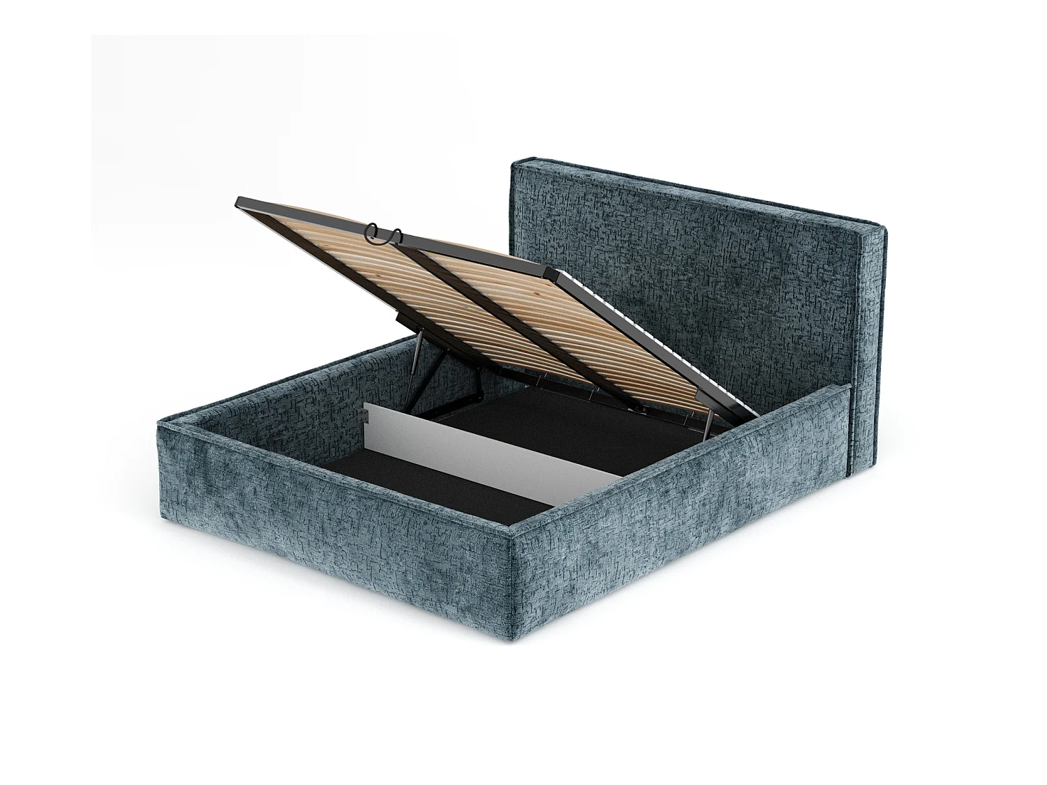 Polsterbett Lounge - 160 x 200 cm - Chenille-Stoff - blau