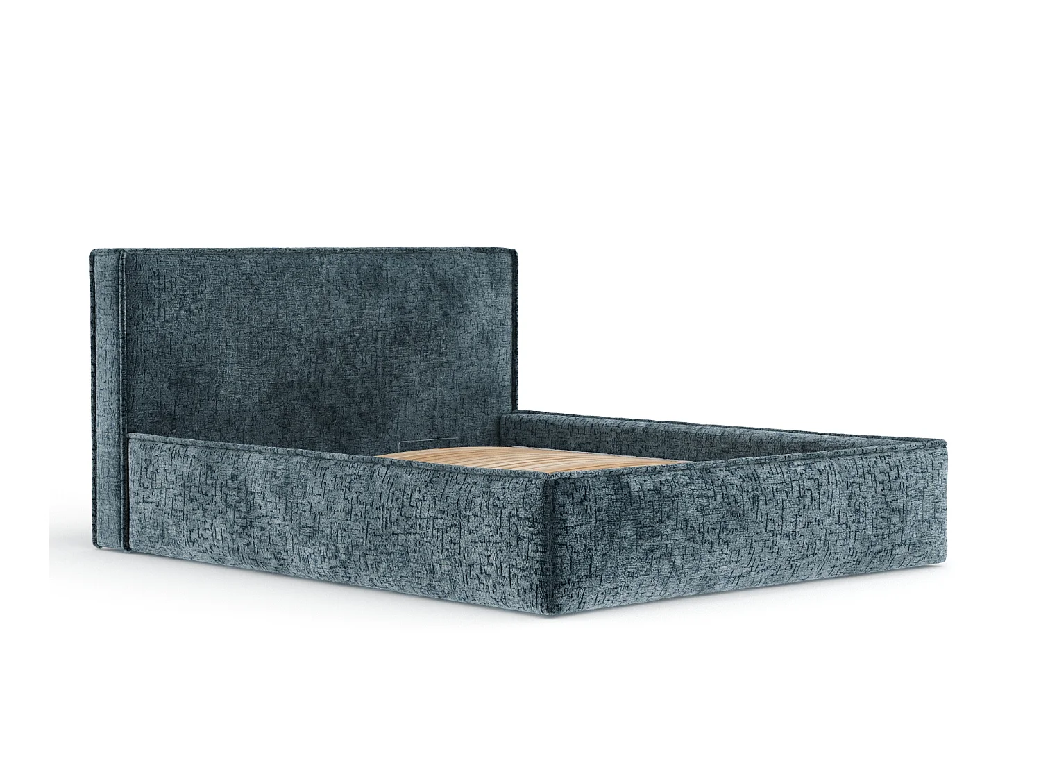 Gestoffeerd bed met hoofdbord - 200x200 cm - blauw - LOUNGE