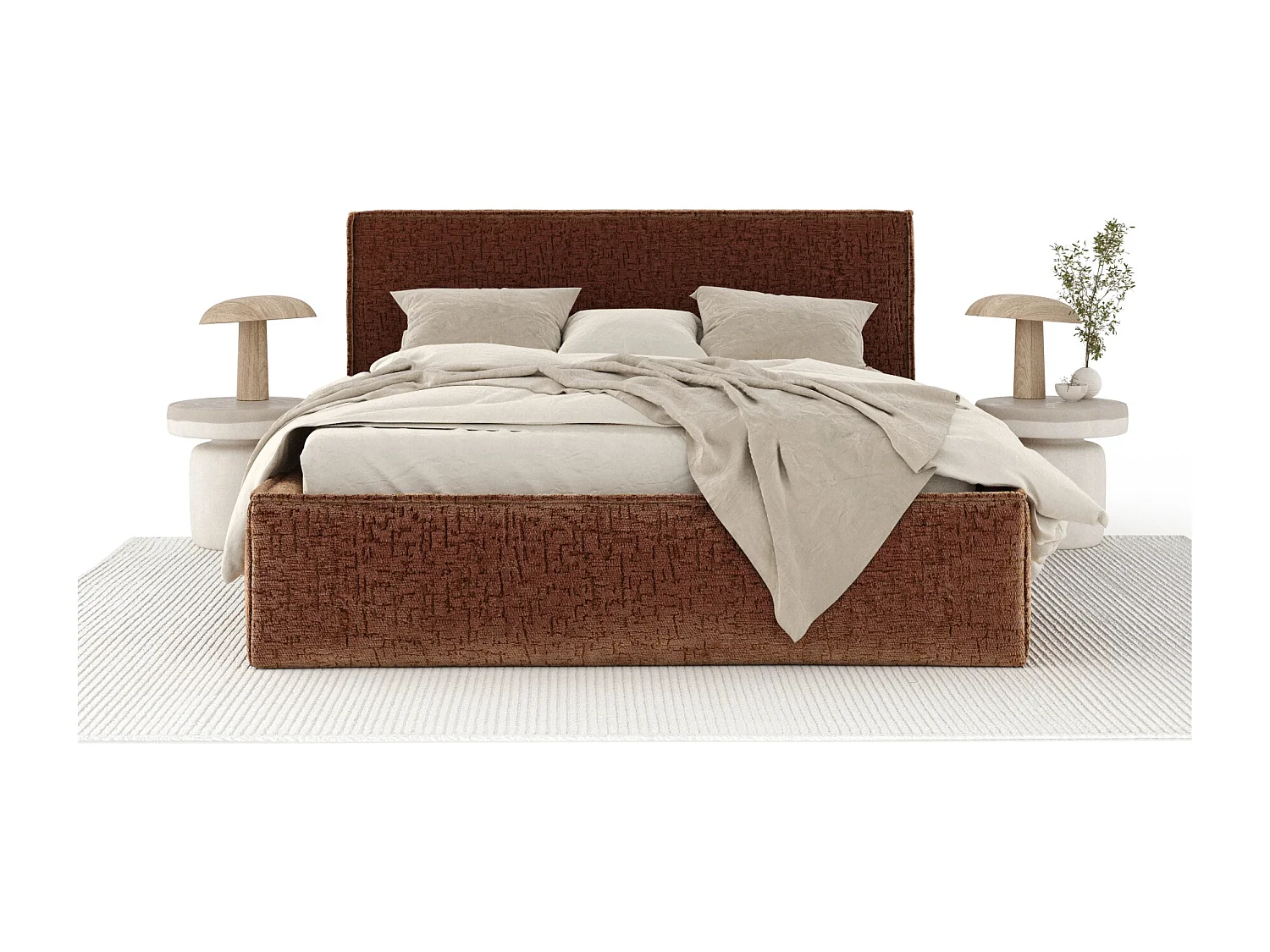 Polsterbett Lounge - 140 x 200 cm - Chenille-Stoff - kupferfarbe